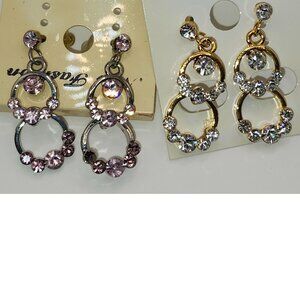 NEW Lot of 6 Dangling Faux Amethyst and Faux Diamond Earrings 11 Faux Gems